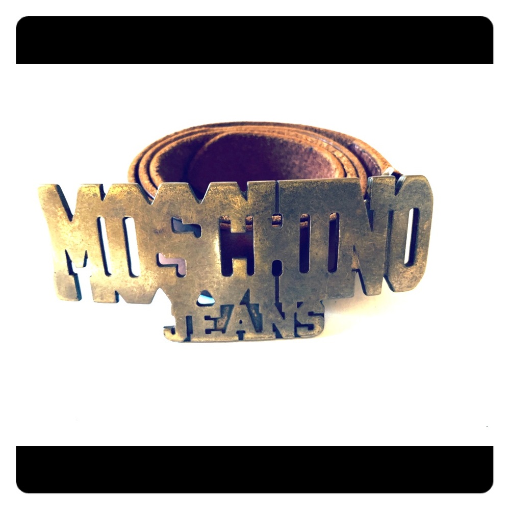 Moschino Jeans Men's Buckle Brown Leather Belt